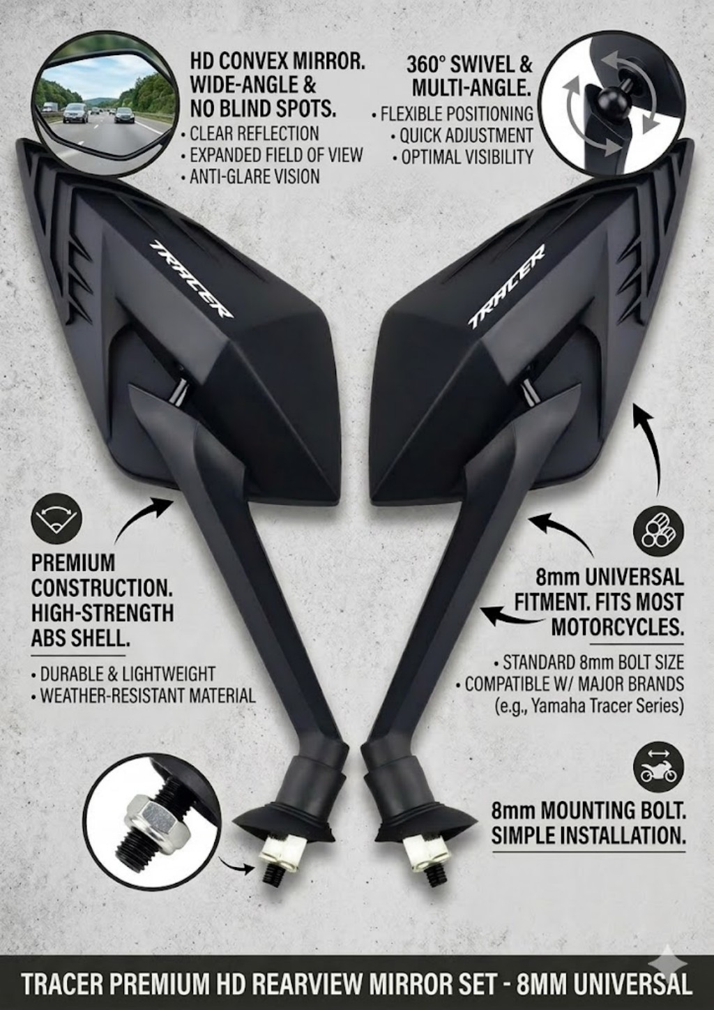 Car Accessories Xuv 700 - Neuer Motorrad-Seitenspiegel für YAMAHA TRACER700 TRACER