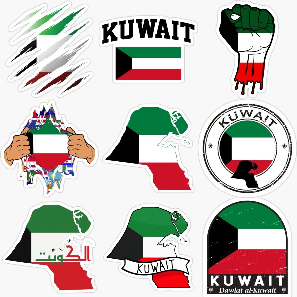 Car Accessories Kuwait - KWT Kuwait Flagge Karte Emblem Kreative