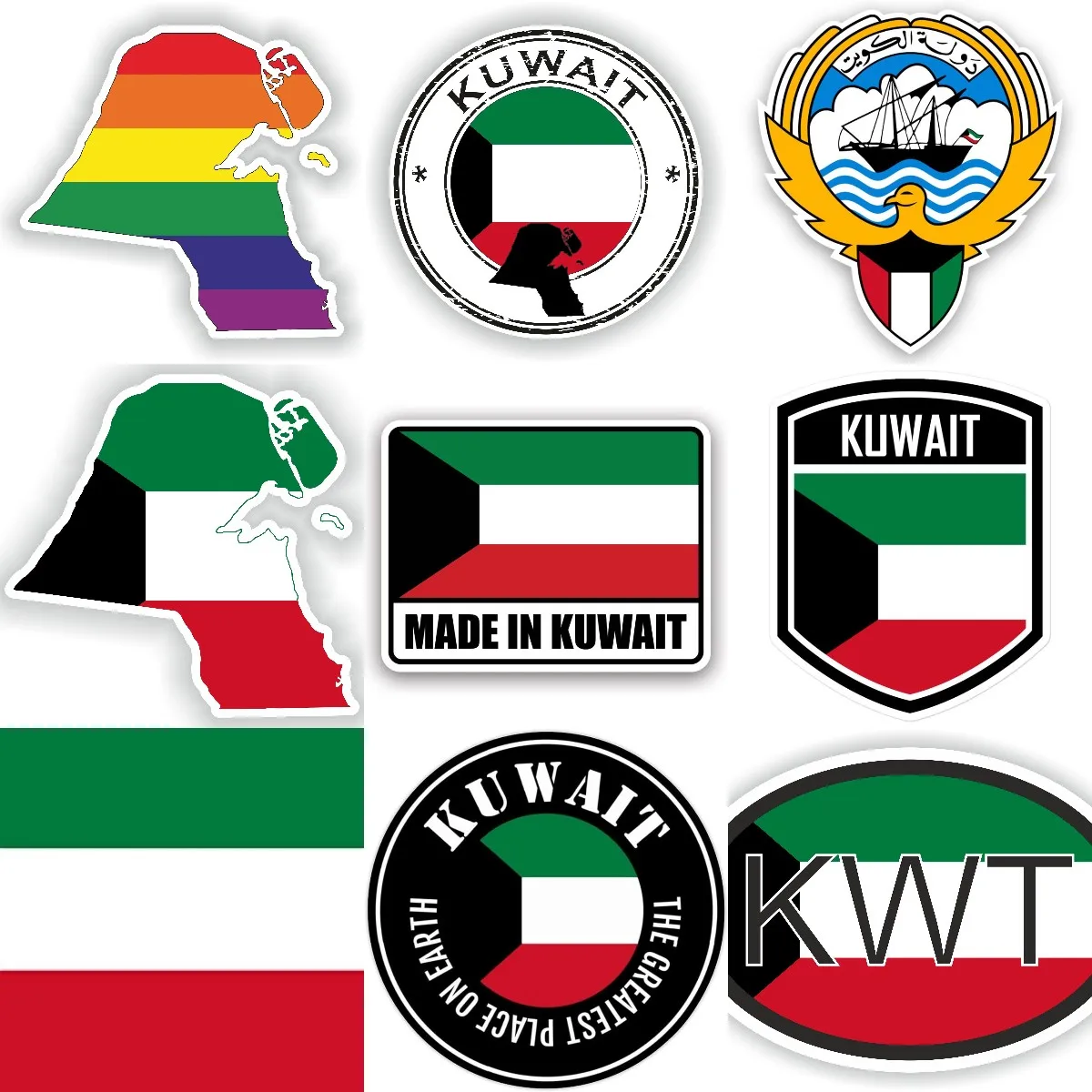 Car Accessories Kuwait - KWT Kuwait-Flagge, Karte, nationales Emblem, kreative